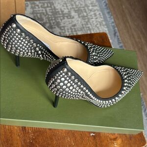 Studded Black Women's Heels